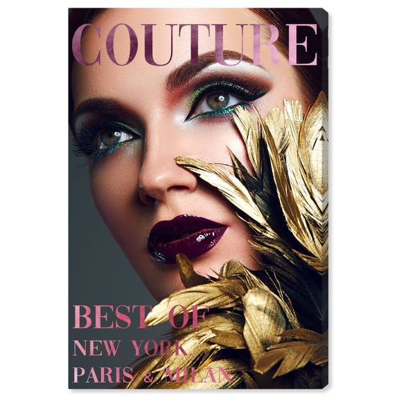 Wynwood Studio Canvas Cover Fashion Feathered Couture Fashion and Glam Portraits Wall Art Canvas Print Gold Metallic Gold 20x30