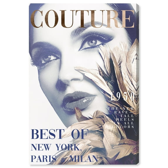 Wynwood Studio Canvas Cover Model Couture II Fashion and Glam Makeup Wall Art Canvas Print Gold Metallic Gold 20x30