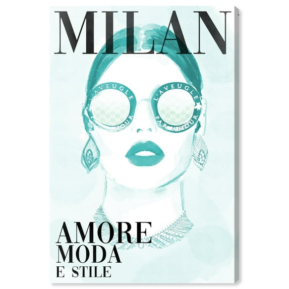 Wynwood Studio Canvas Cover Watercolor Milan Aqua Fashion and Glam Portraits Wall Art Canvas Print Blue Tiffany Blue 16x24