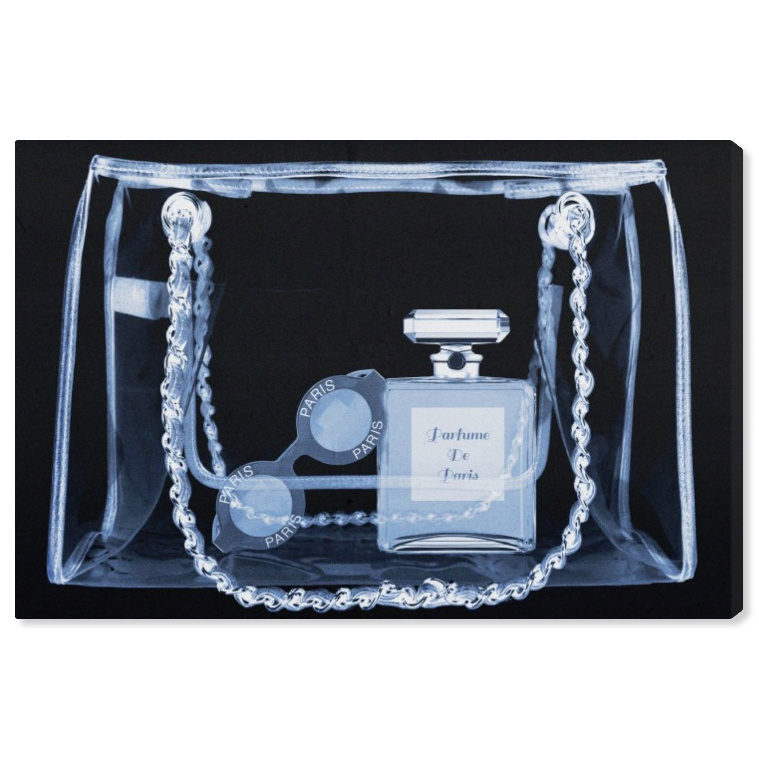 Black and White Perfume Handbag Canvas Wall Art 24x16