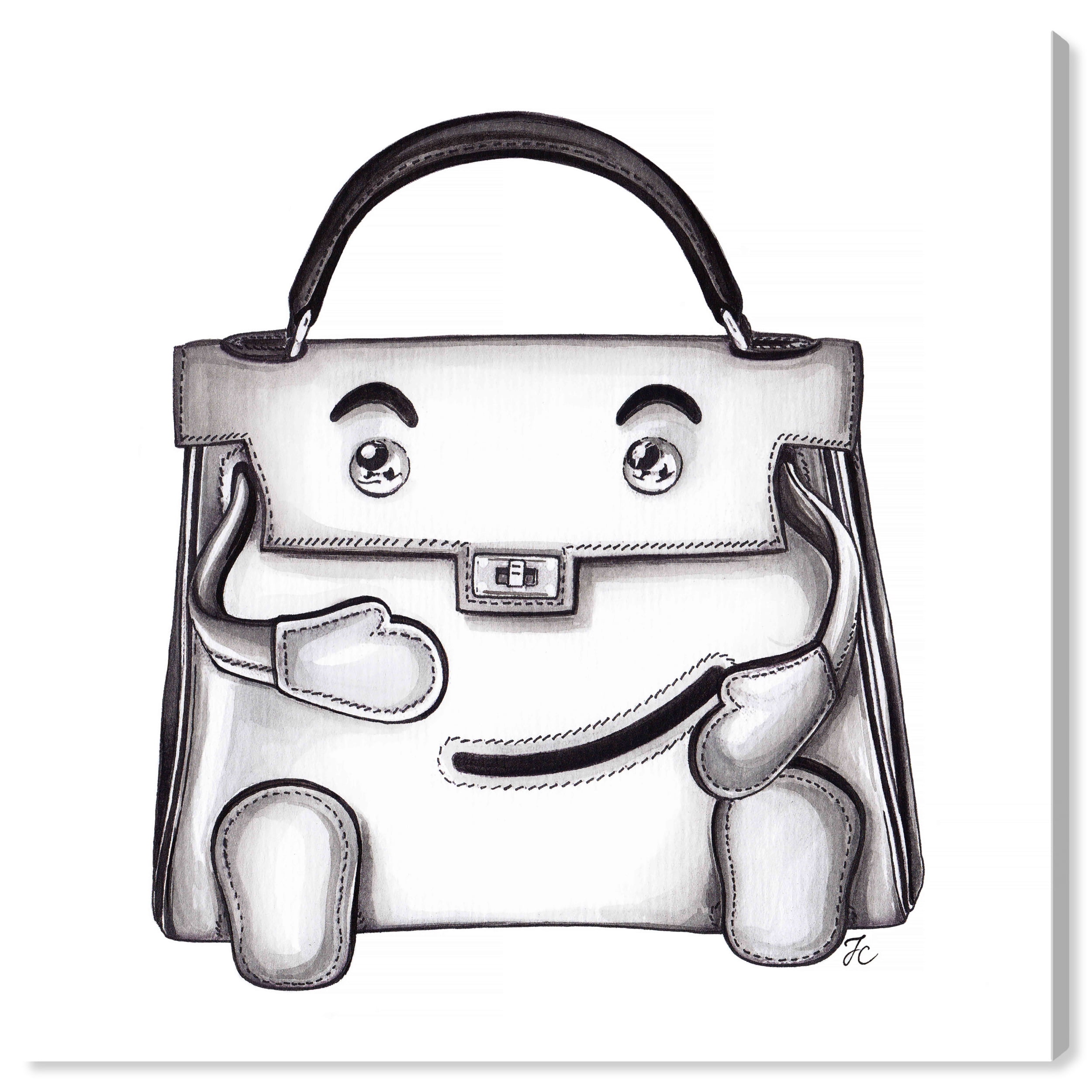 12x12 Silver and Gray Fashion Handbag Canvas Wall Art