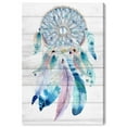 thumbnail image 1 of Wynwood Studio Canvas Dreamcatcher and Feathers Reversed Wood Fashion and Glam Feathers Wall Art Canvas Print Blue Turquoise 24x36, 1 of 3