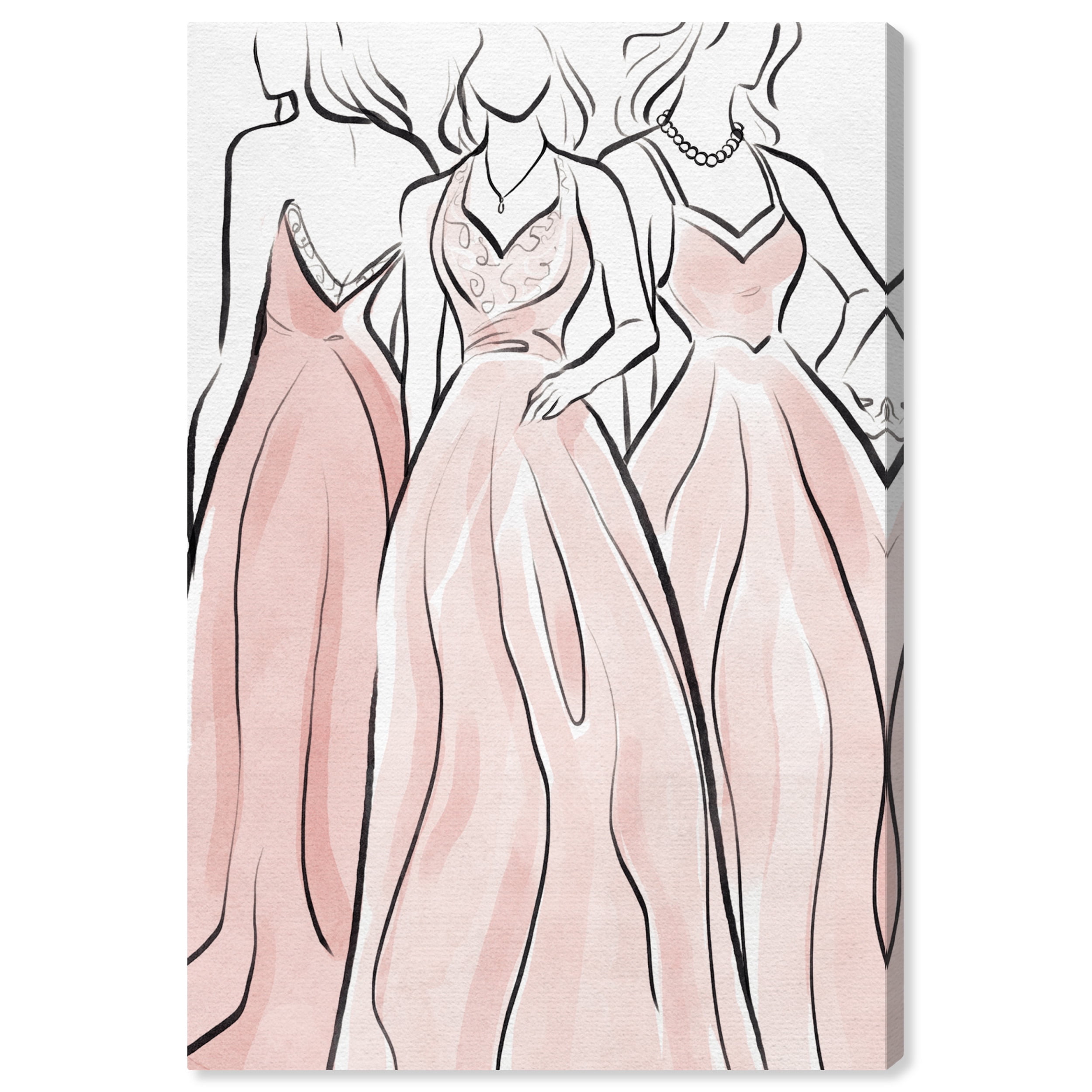 White and Pastel Pink Fashion Dresses Canvas Wall Art 20x30