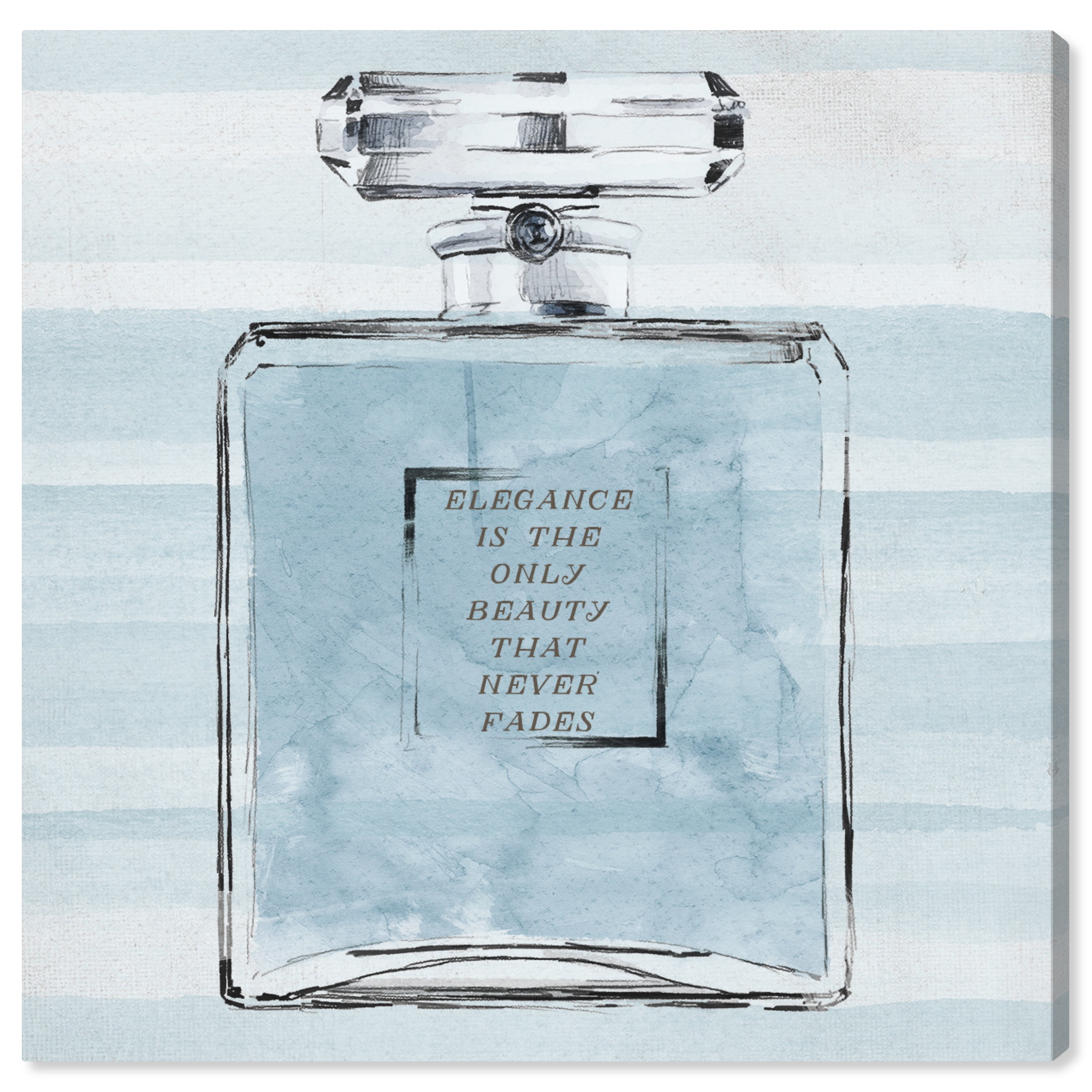 Wynwood Studio Canvas Elegant Blue Perfume Fashion and Glam Perfumes Wall Art Canvas Print Blue Light Blue 20x20