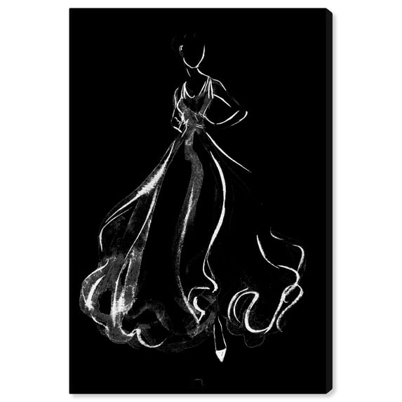 Wynwood Studio Canvas Elegant Dress Flow Fashion and Glam Dress Wall Art Canvas Print Black 36x24