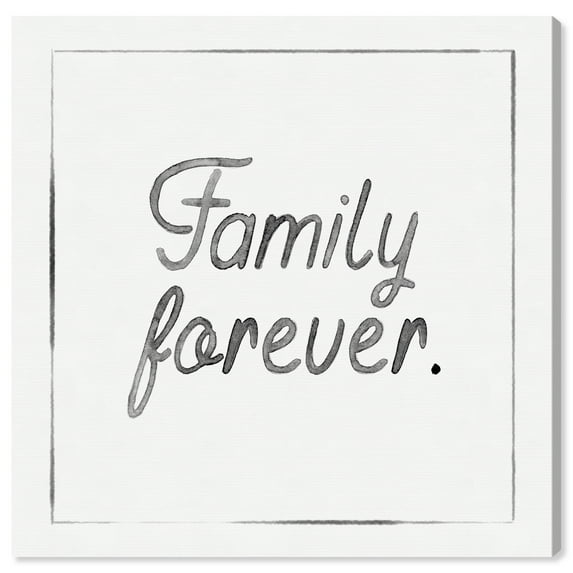 Wynwood Studio Canvas Family Forever Typography and Quotes Family Quotes and Sayings Wall Art Canvas Print White Pastel Black 20x20