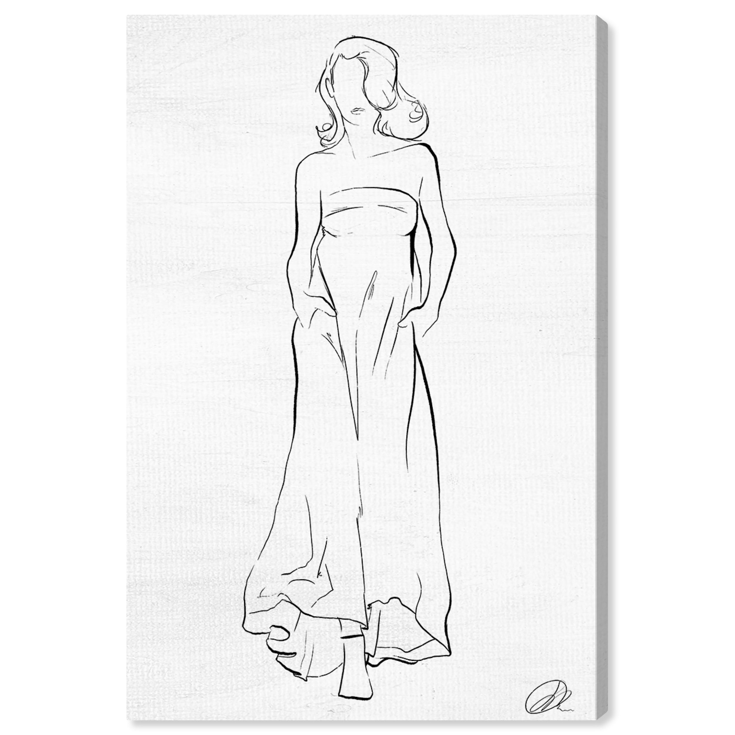 Black and White Fashion Sketch Canvas Wall Art 16x24