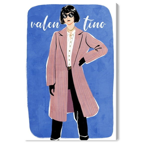 Wynwood Studio Canvas Fashionista Stripes Fashion and Glam Outfits Wall Art Canvas Print Blue Dark Blue 20x30