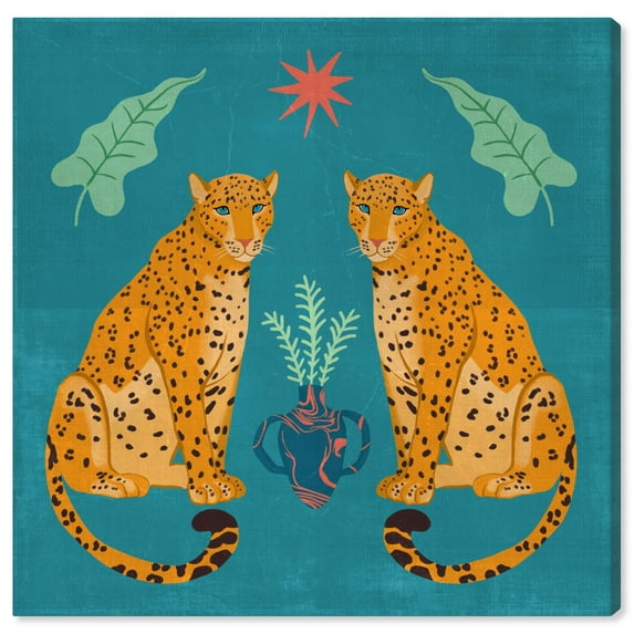 Wynwood Studio Canvas Felina s own reflection Animals Felines Wall Art Canvas Print Blue Teal 20x20