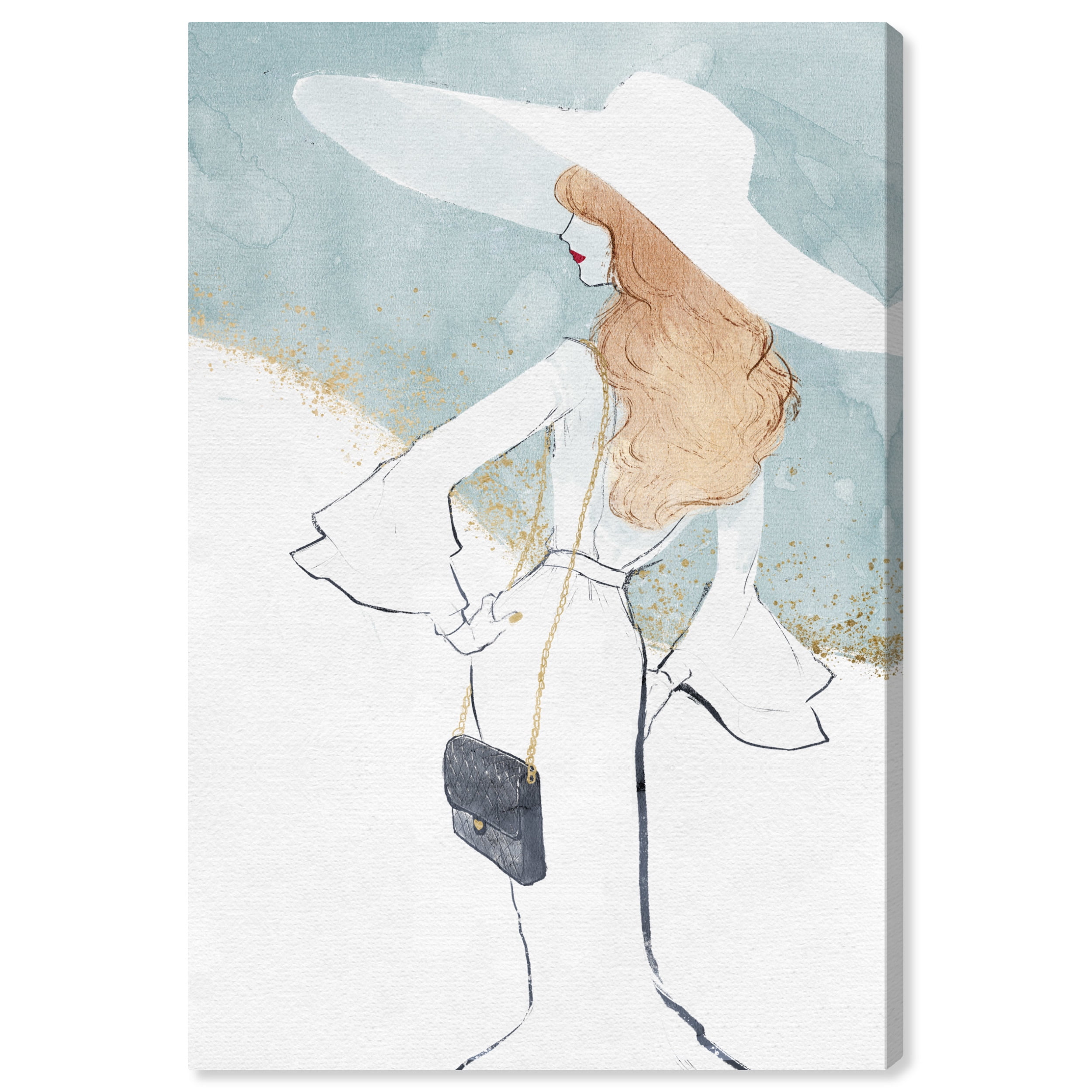Wynwood Studio Canvas Feminine Glam Pastel Blue Fashion and Glam Outfits Wall Art Canvas Print White Light Green 20x30