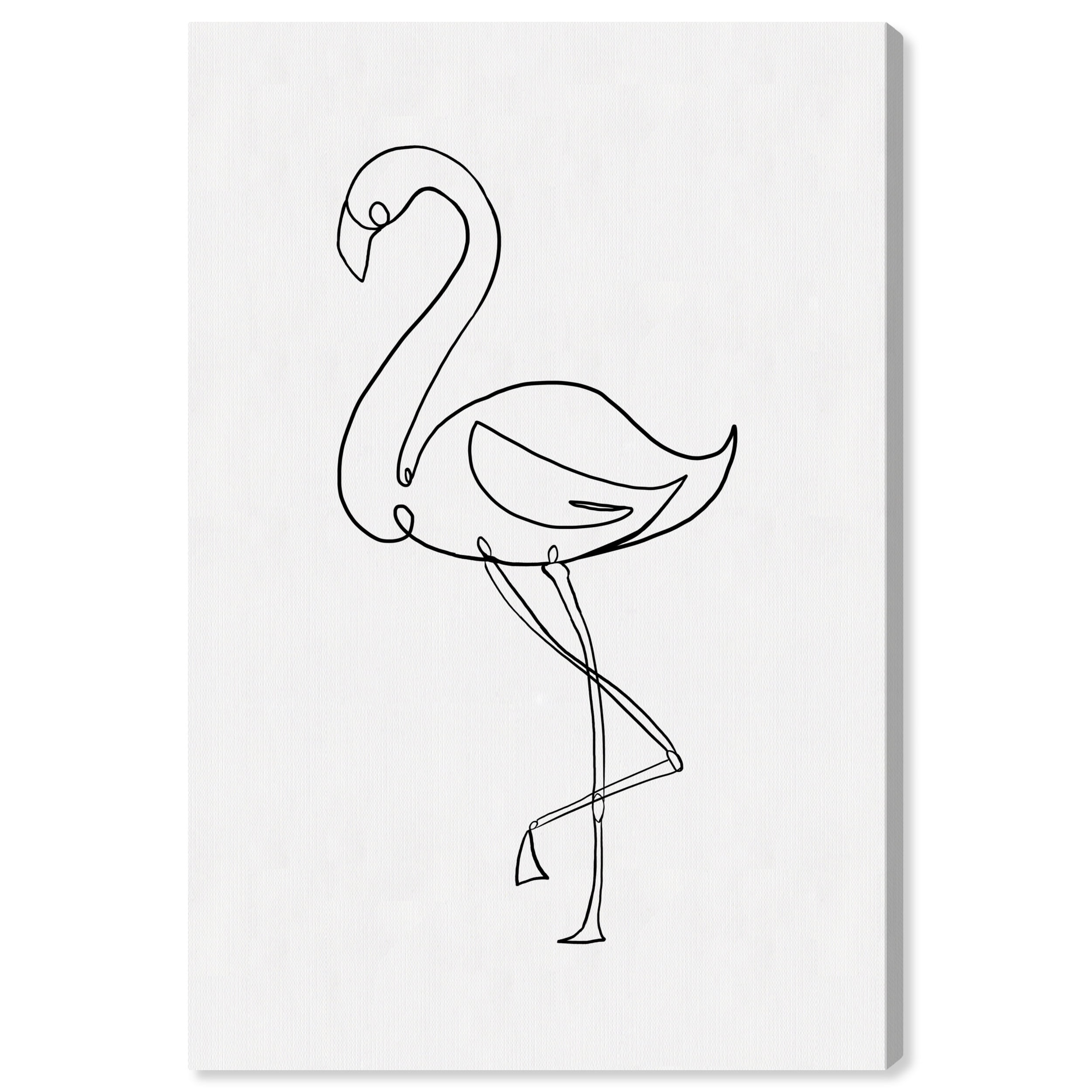 Black and Off-White Flamingo Outline Canvas Wall Art 24x36
