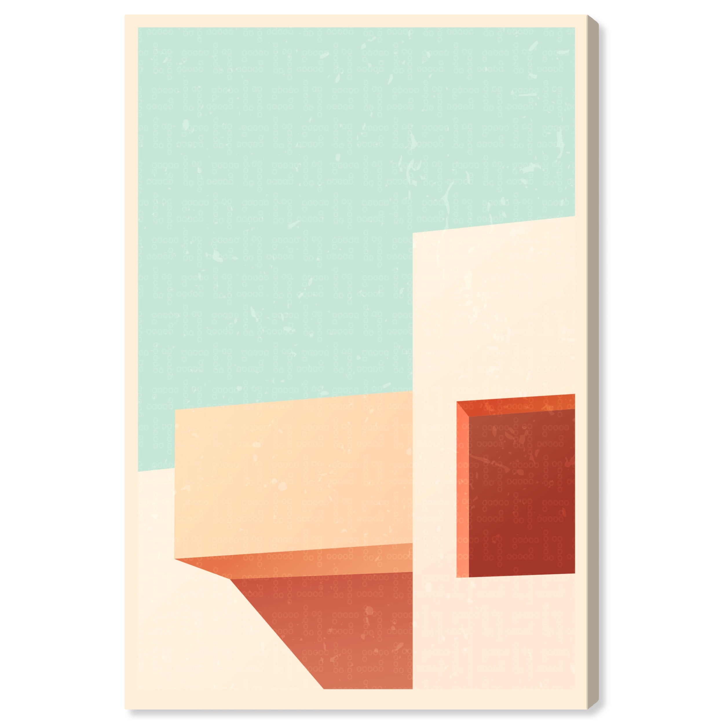 Modern Abstract Architecture Landscape Canvas Art in Cream and Orange