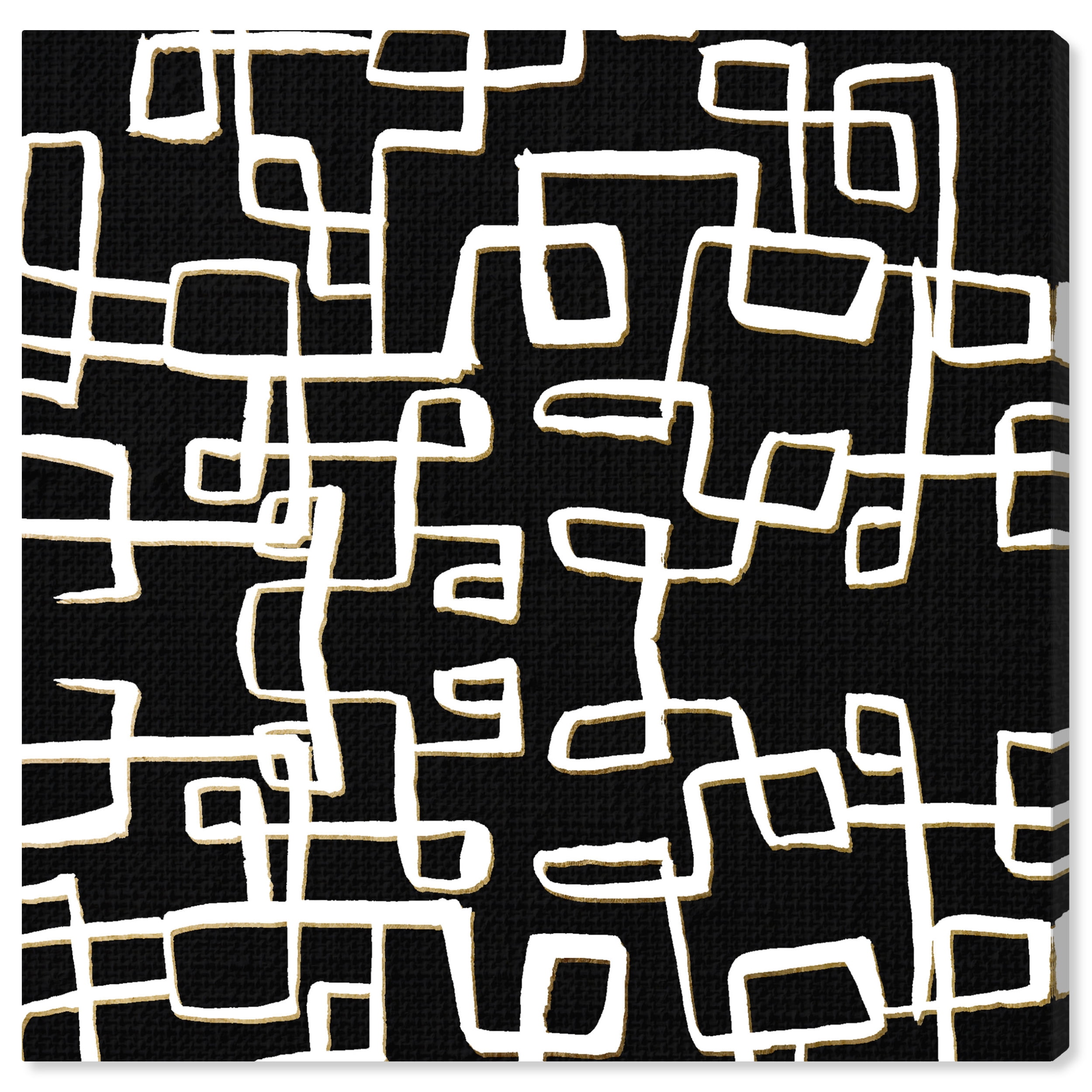 20x20 Black and White Abstract Geometric Canvas Art
