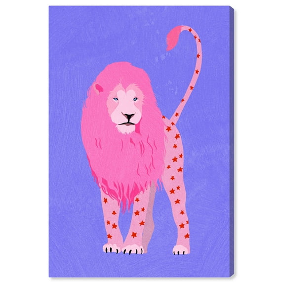 Wynwood Studio Canvas Girl Favorite Lion Animals Felines Wall Art Canvas Print Purple 16x24