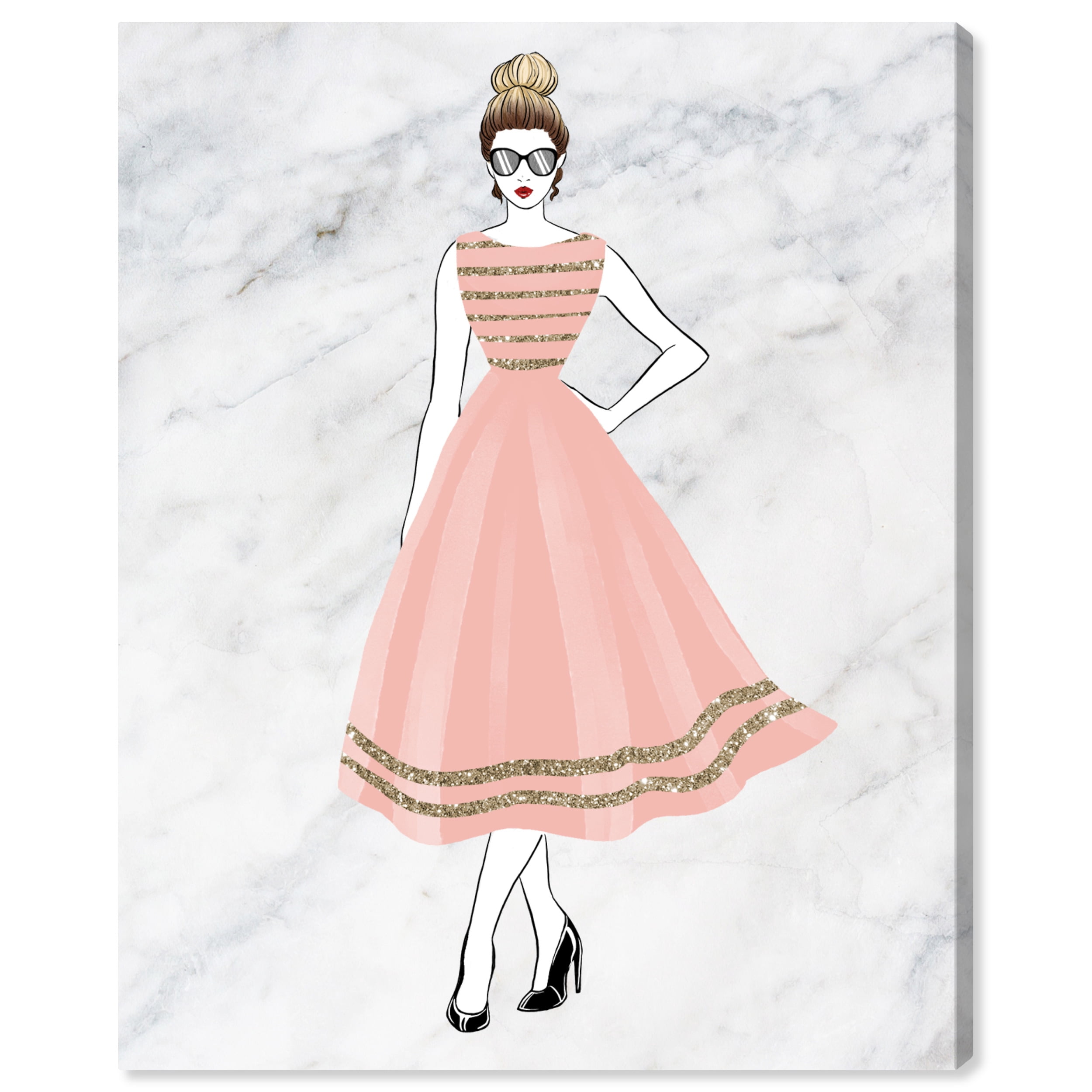 Wynwood Studio Canvas Glistening Blush Dress Fashion and Glam Dress Wall Art Canvas Print Pink Pastel Pink 20x30