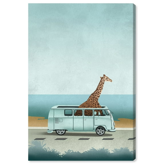 Wynwood Studio Canvas Going to Swim Animals Zoo and Wild Animals Wall Art Canvas Print Blue Ochre 20x30