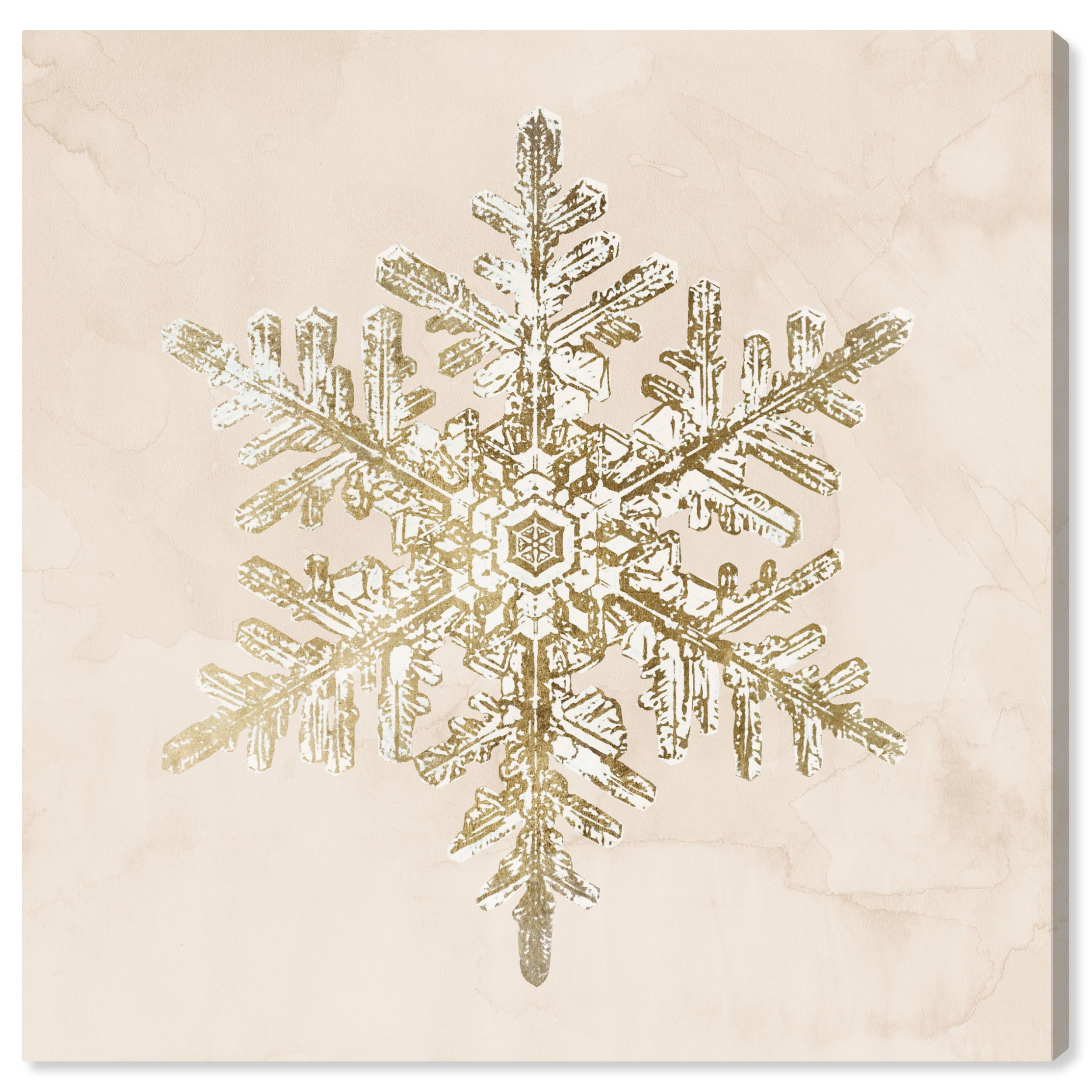 Wynwood Studio Canvas Golden Snowflake Holiday and Seasonal Holidays Wall Art Canvas Print Gold Metallic Gold 30x30