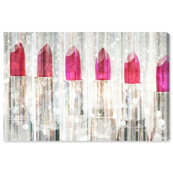 Wynwood Studio Canvas Lipstick Collection Snow CUSTOM Fashion and Glam Makeup Wall Art Canvas Print Gray Metallic Gray 24x16