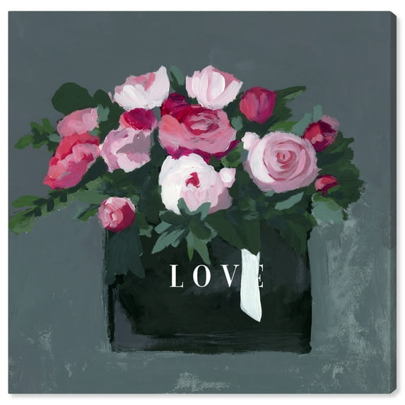 Wynwood Studio Canvas Love Pink Bouquet Fashion and Glam Lifestyle Wall Art Canvas Print Pink Pastel Pink 12x12