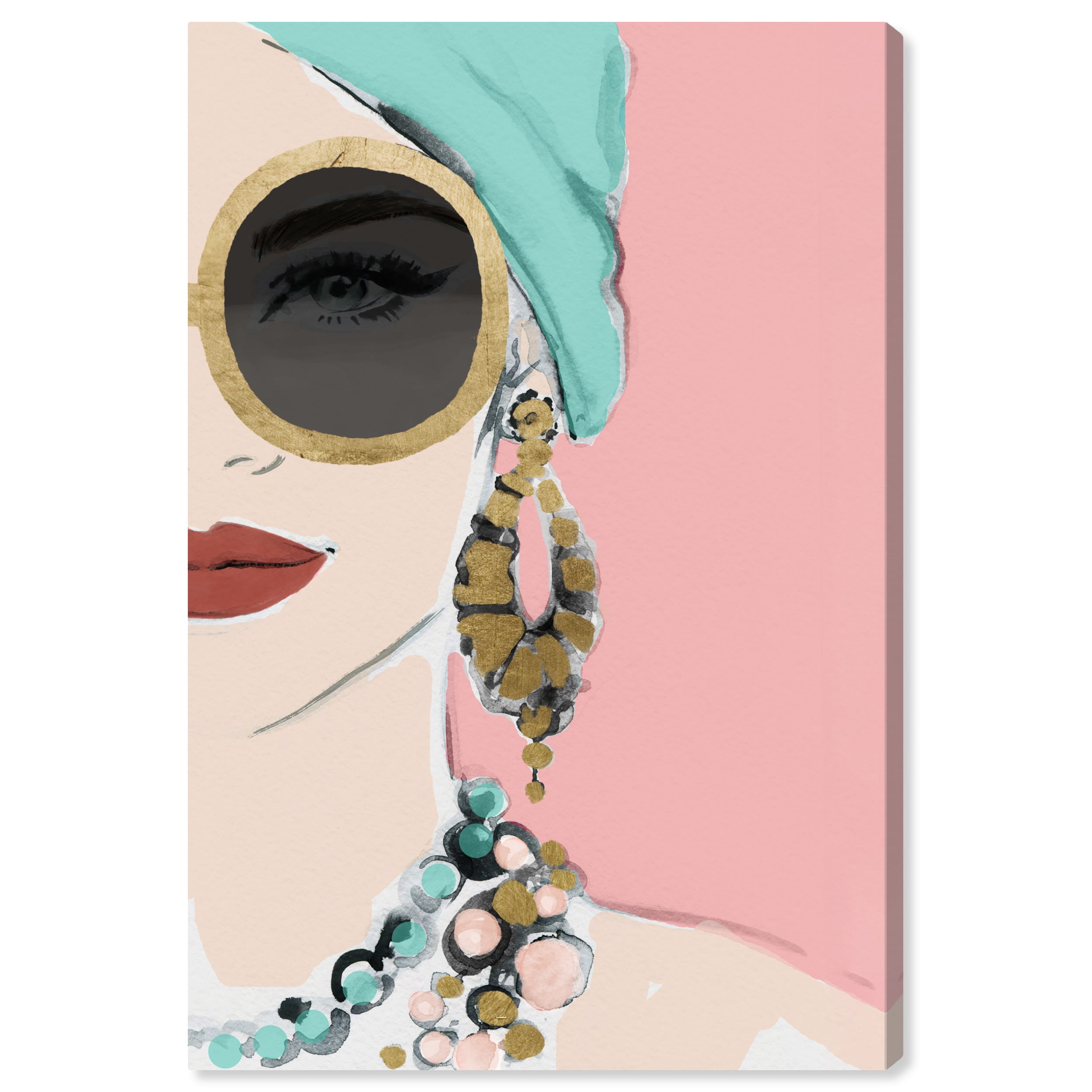 Lovely Tropical View Pink and Teal Canvas Wall Art 16x24
