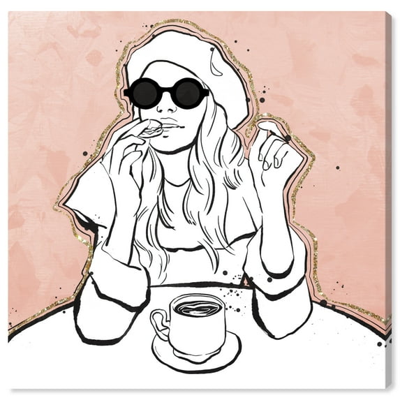 Wynwood Studio Canvas Macarons and Coffee Fashion and Glam Outfits Wall Art Canvas Print Pink Pastel Pink 30x30