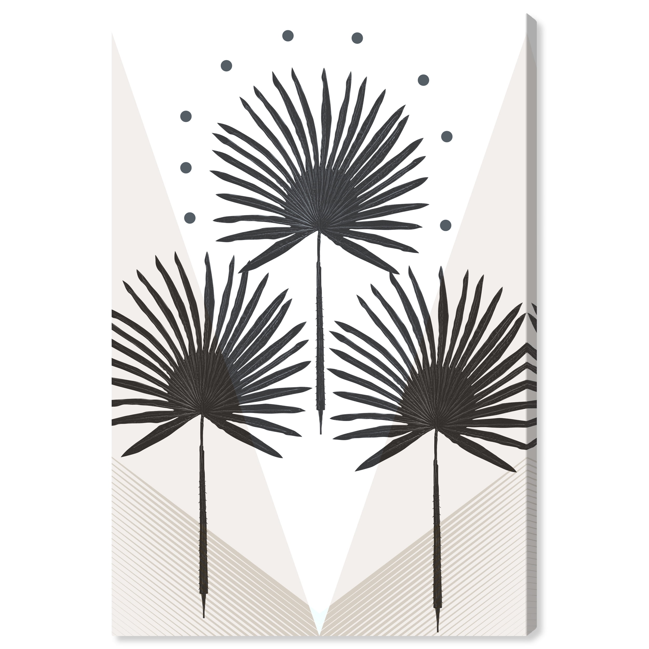 Wynwood Studio Canvas Minimalist Palm Stamp Floral and Botanical Trees Wall Art Canvas Print Black 30x36