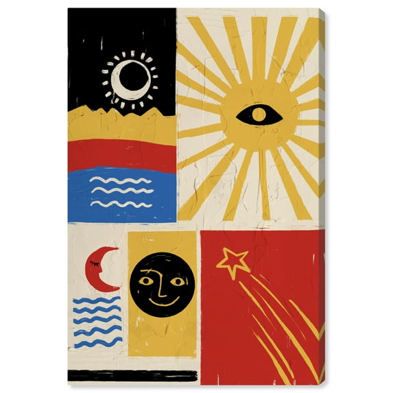 Wynwood Studio Canvas Moonstar Revolution Astronomy and Space Sun Wall Art Canvas Print Yellow 24x36