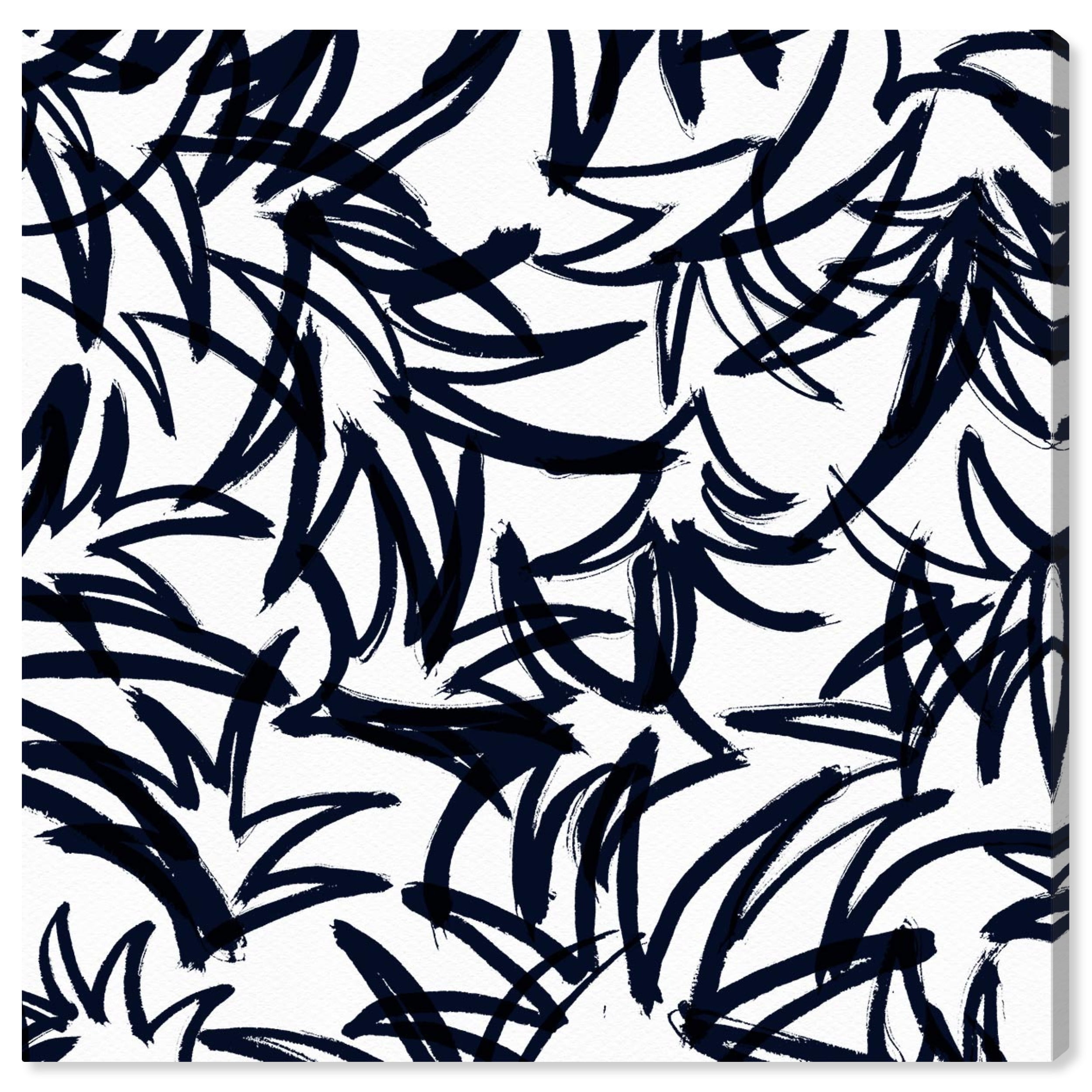 Navy and White Abstract Canvas Art 20x20