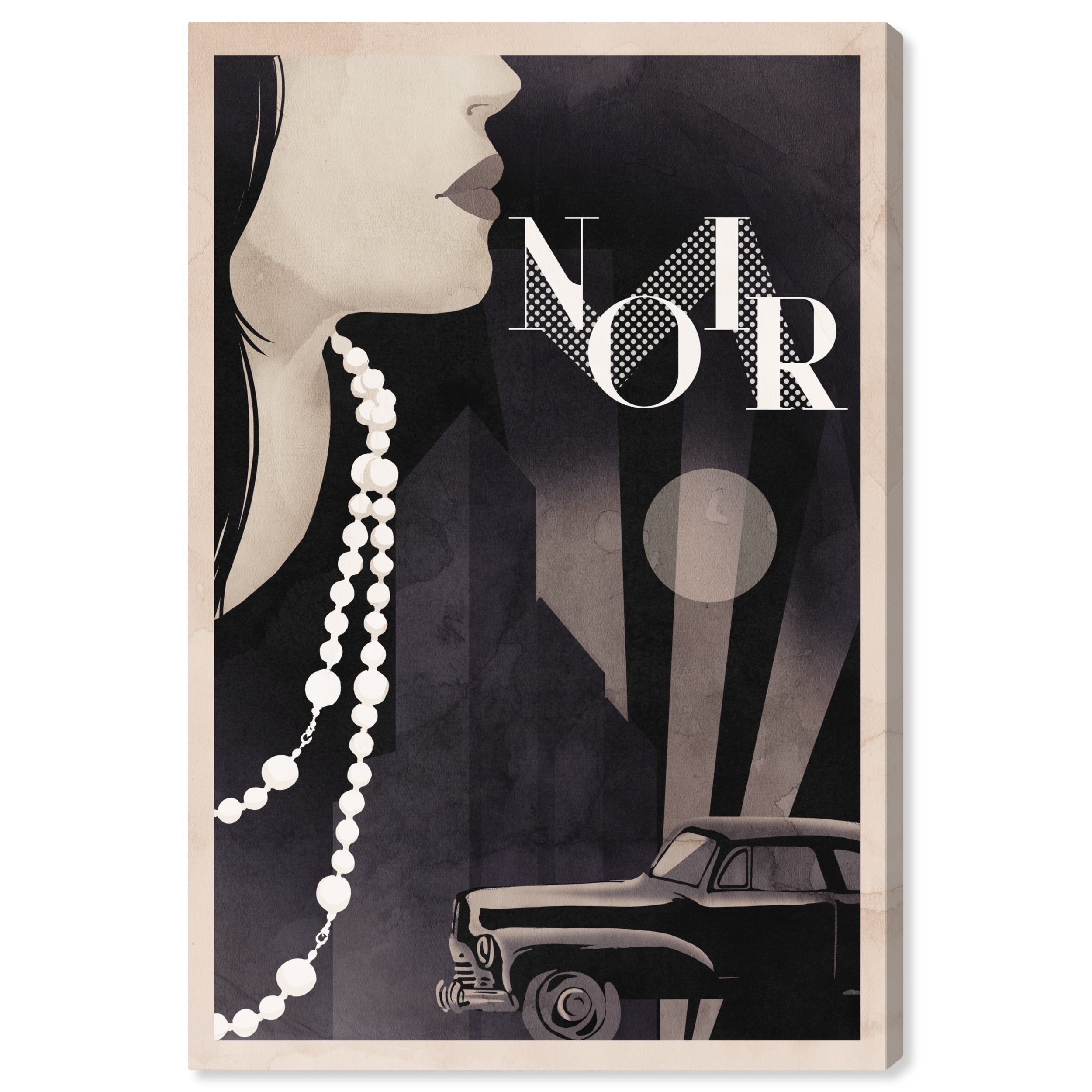 Black and Light Gray Wrapped Canvas Wall Art, 24" x 16"