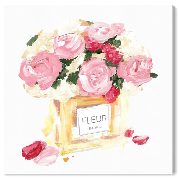 Wynwood Studio Canvas Pastel Fleur Perfume Fashion and Glam Perfumes Wall Art Canvas Print Pink Pastel Pink 30x30
