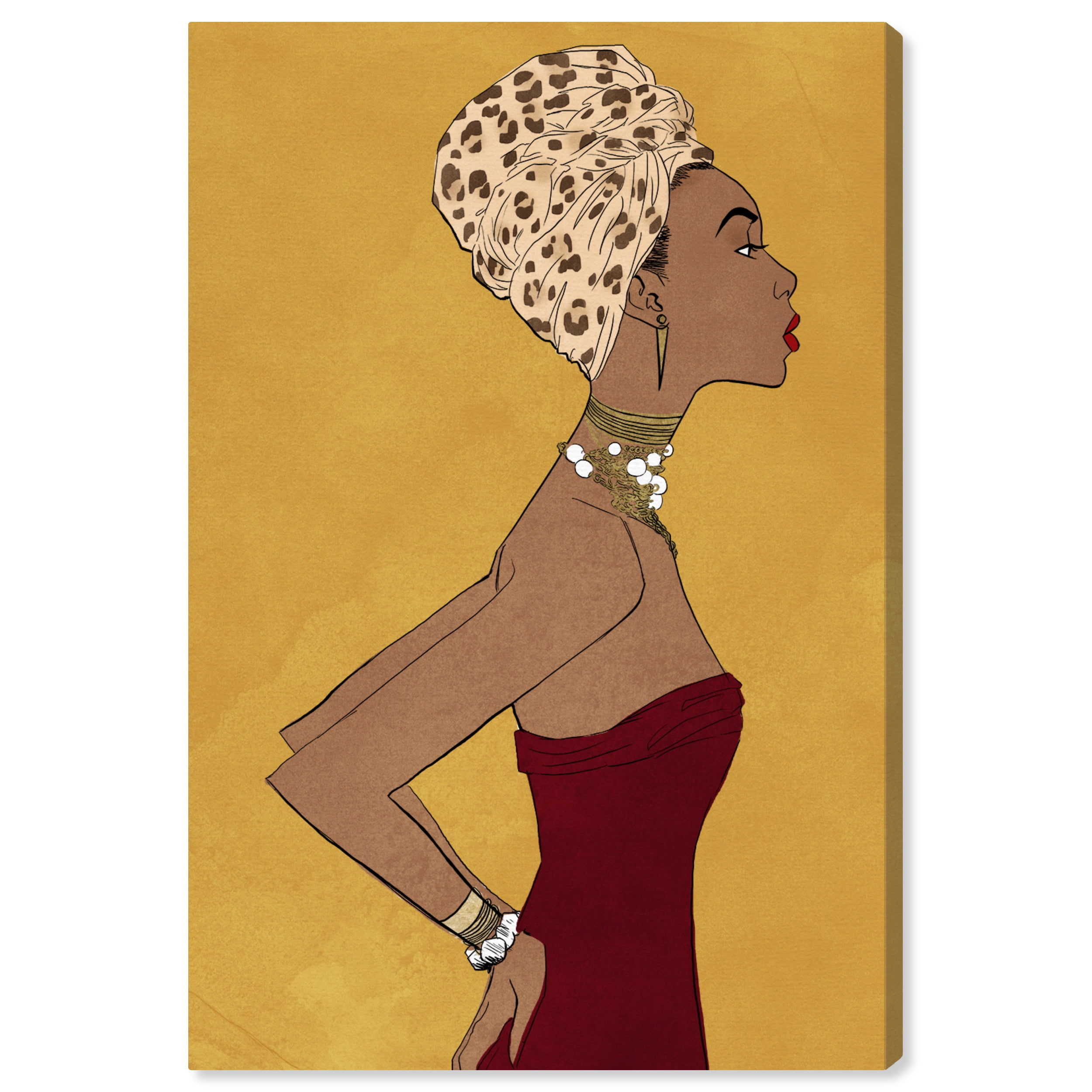 Prowess Queen Yellow and Mustard Canvas Portrait Wall Art 16x24