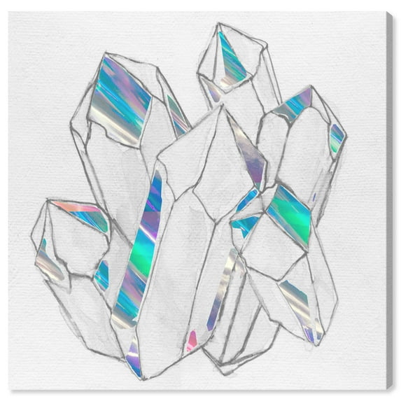 Wynwood Studio Canvas Quartz Holo Dream Fashion and Glam Jewelry Wall Art Canvas Print Gray Metallic Silver 20x20