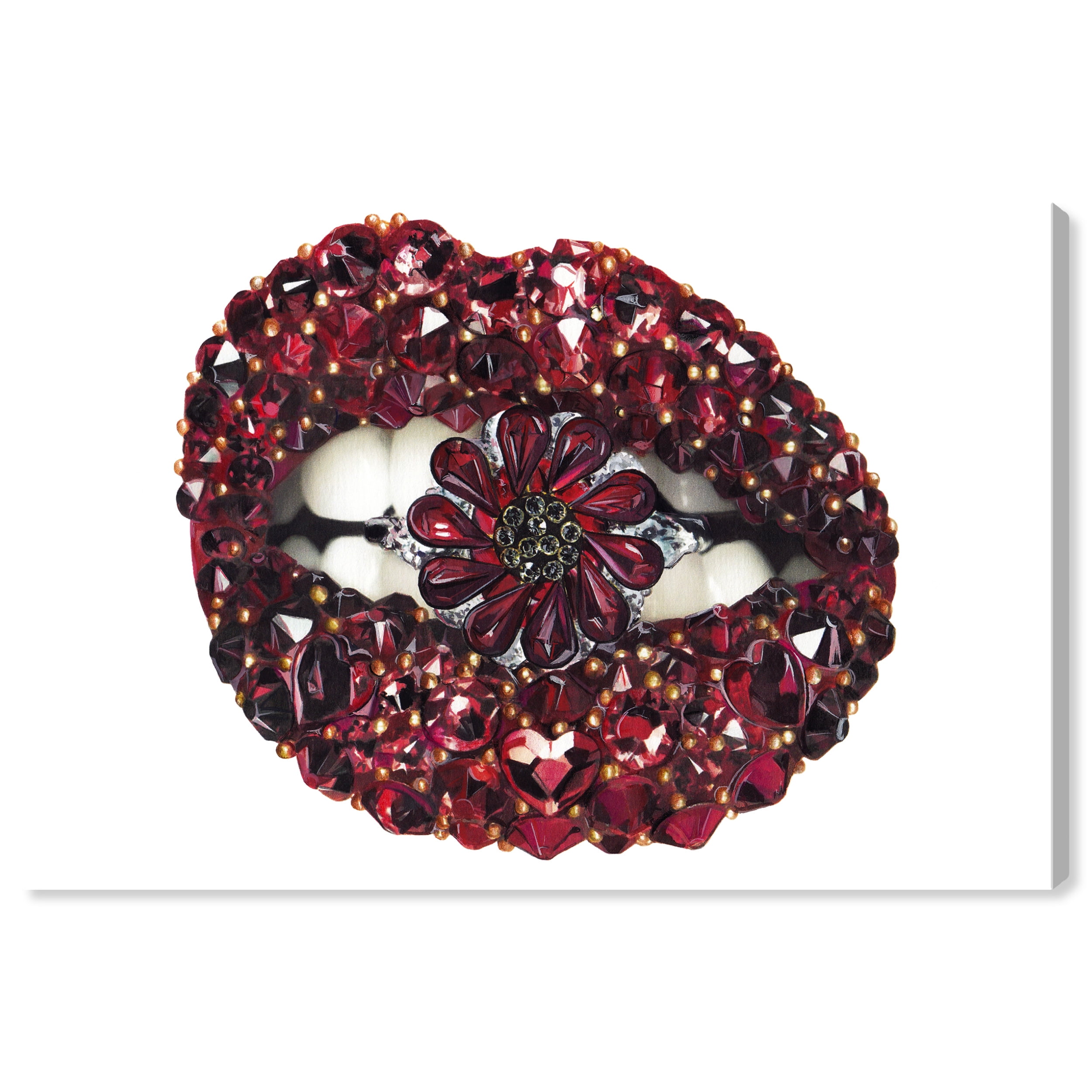 Glamorous Red and Dark Red Lips Canvas Wall Art 24x16