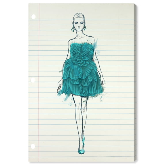 Wynwood Studio Canvas Runway Letter Turquoise Fashion and Glam Runway Wall Art Canvas Print Blue Teal 16x24