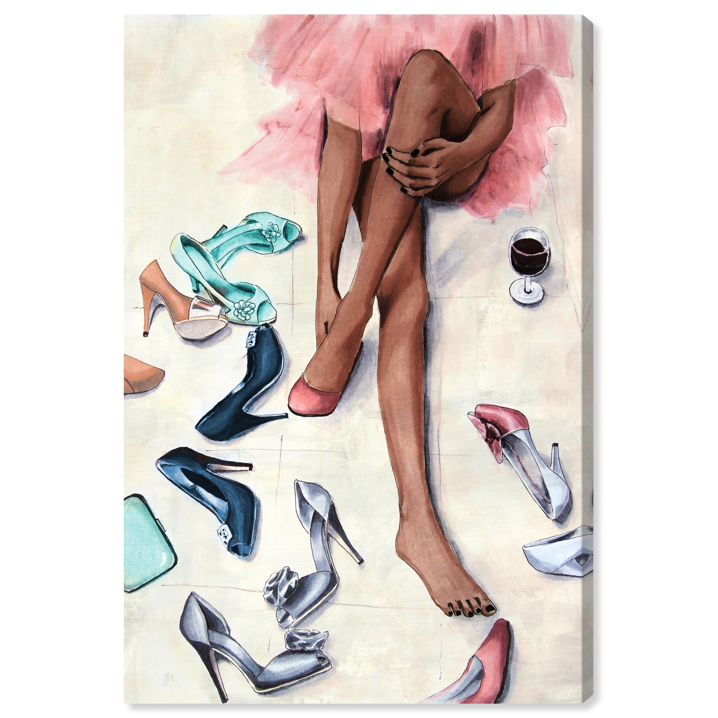 Glamorous Pink and Beige Fashion Canvas Wall Art 16x24