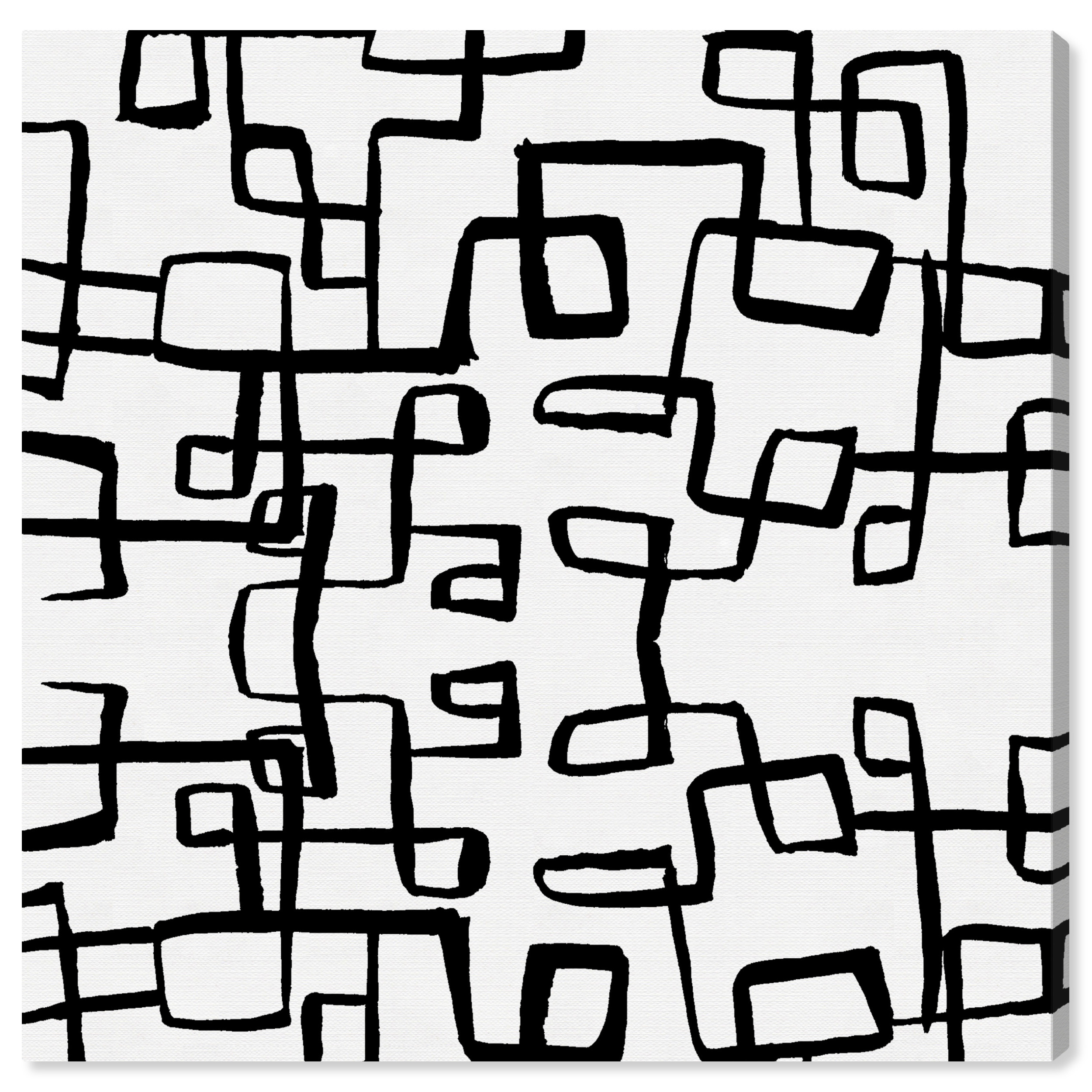 Wynwood Studio Canvas Simple Geometry Lines Abstract Shapes Wall Art Canvas Print Black 20x20