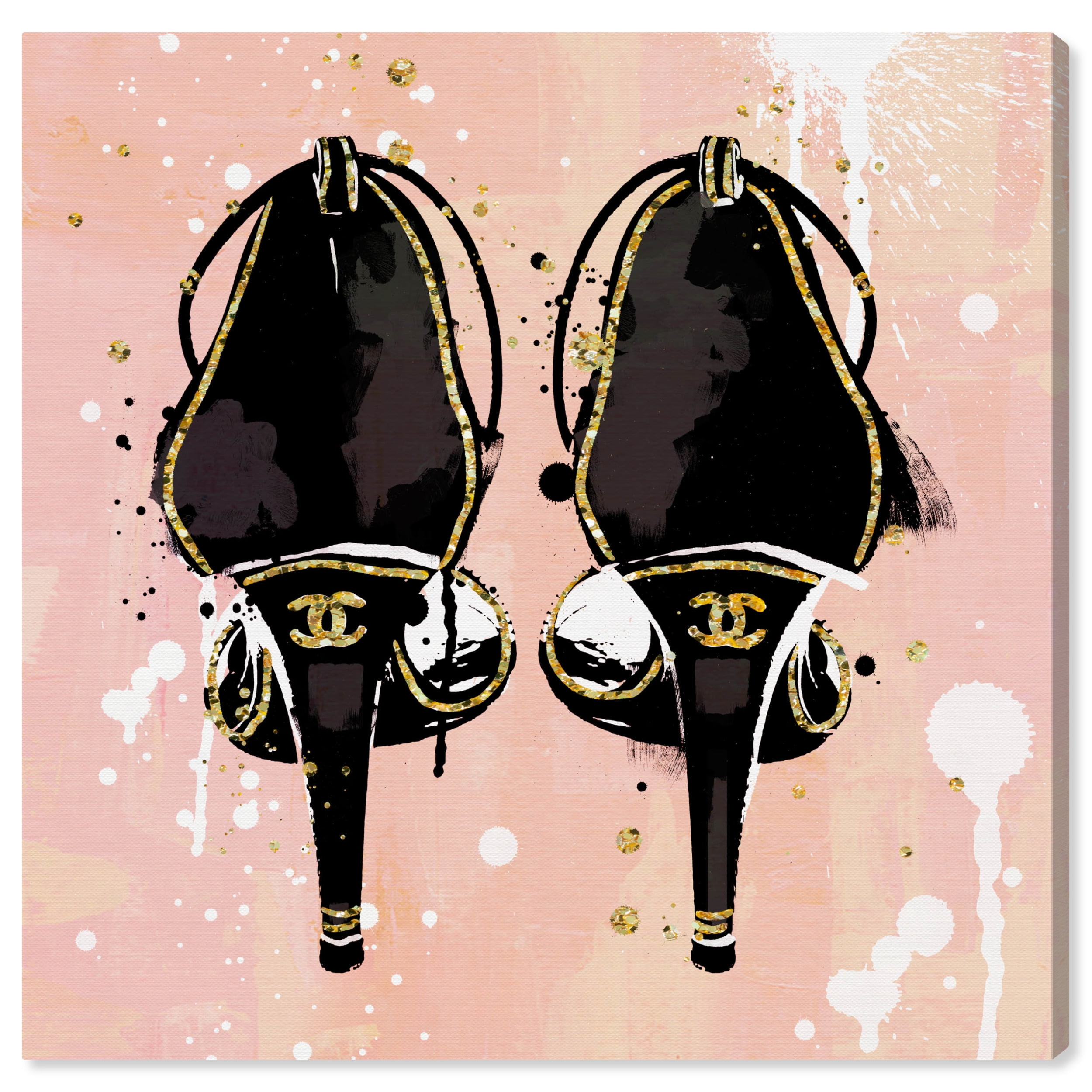 Splattered Heels Fashion and Glam Pink Canvas Wall Art 20x20
