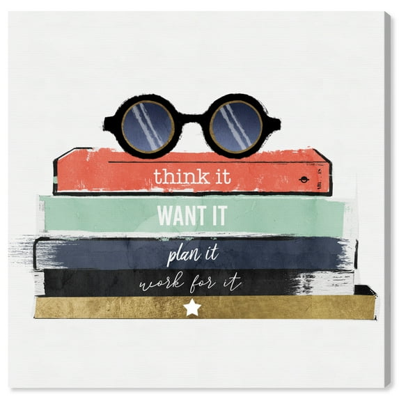 Wynwood Studio Canvas Study Books Fashion and Glam Accessories Wall Art Canvas Print Black Mint Green 30x30