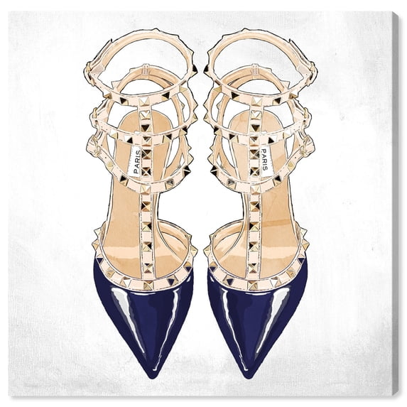 Wynwood Studio Canvas That Paris Pair Fashion and Glam Shoes Wall Art Canvas Print White 30x30