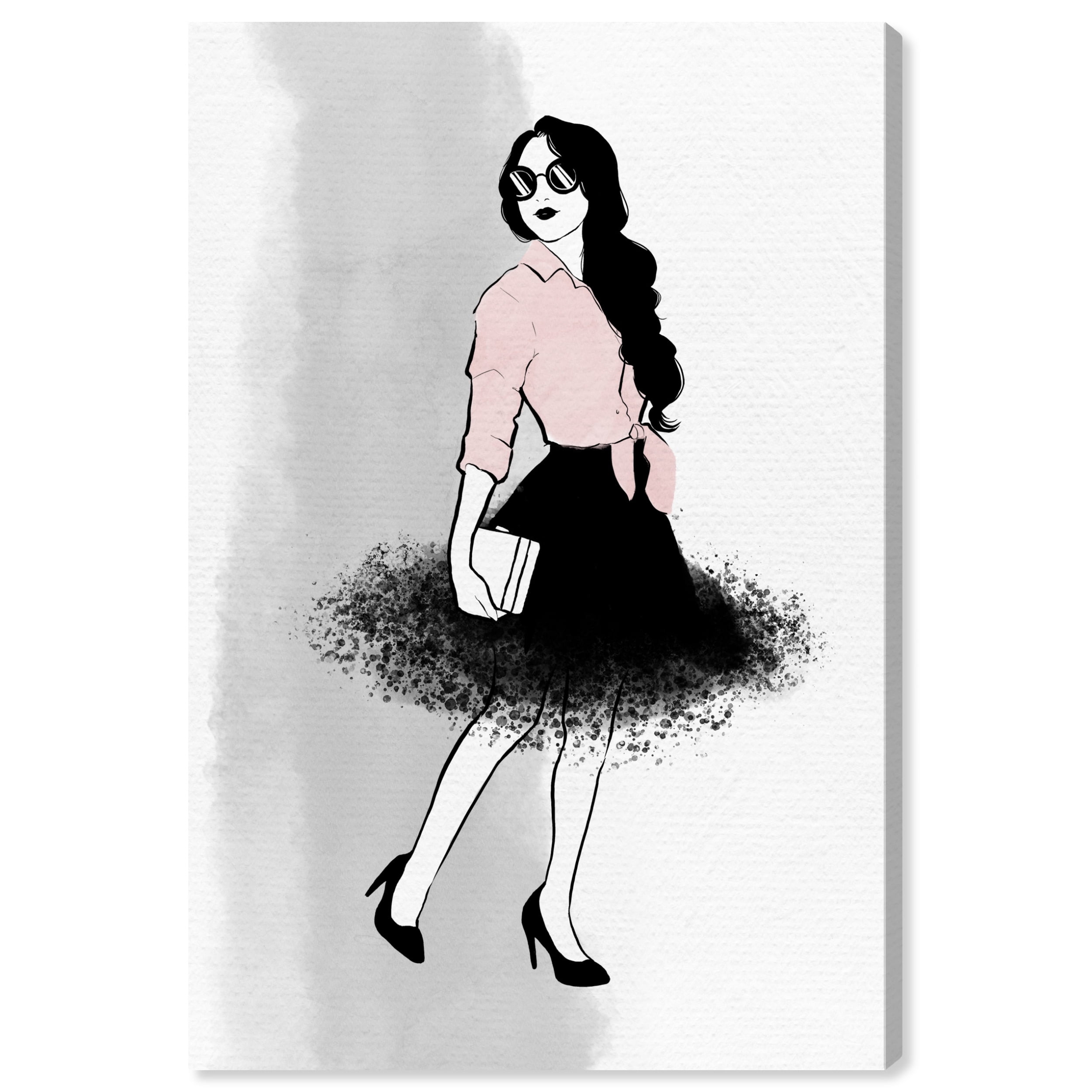 Wynwood Studio Canvas Walking in the Air Fashion and Glam Outfits Wall Art Canvas Print Black Light Pink 20x30