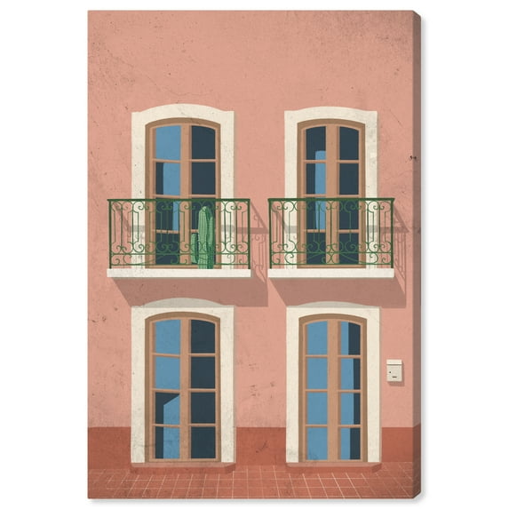 Wynwood Studio Canvas Windows in Peach Architecture and Buildings Structures Wall Art Canvas Print Pink 16x24