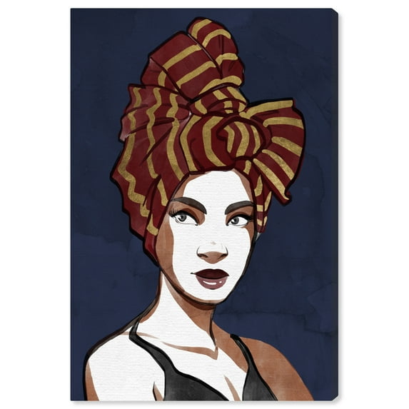 Wynwood Studio Canvas Woman of Wraps Fashion and Glam Portraits Wall Art Canvas Print Blue Dark Blue 20x30