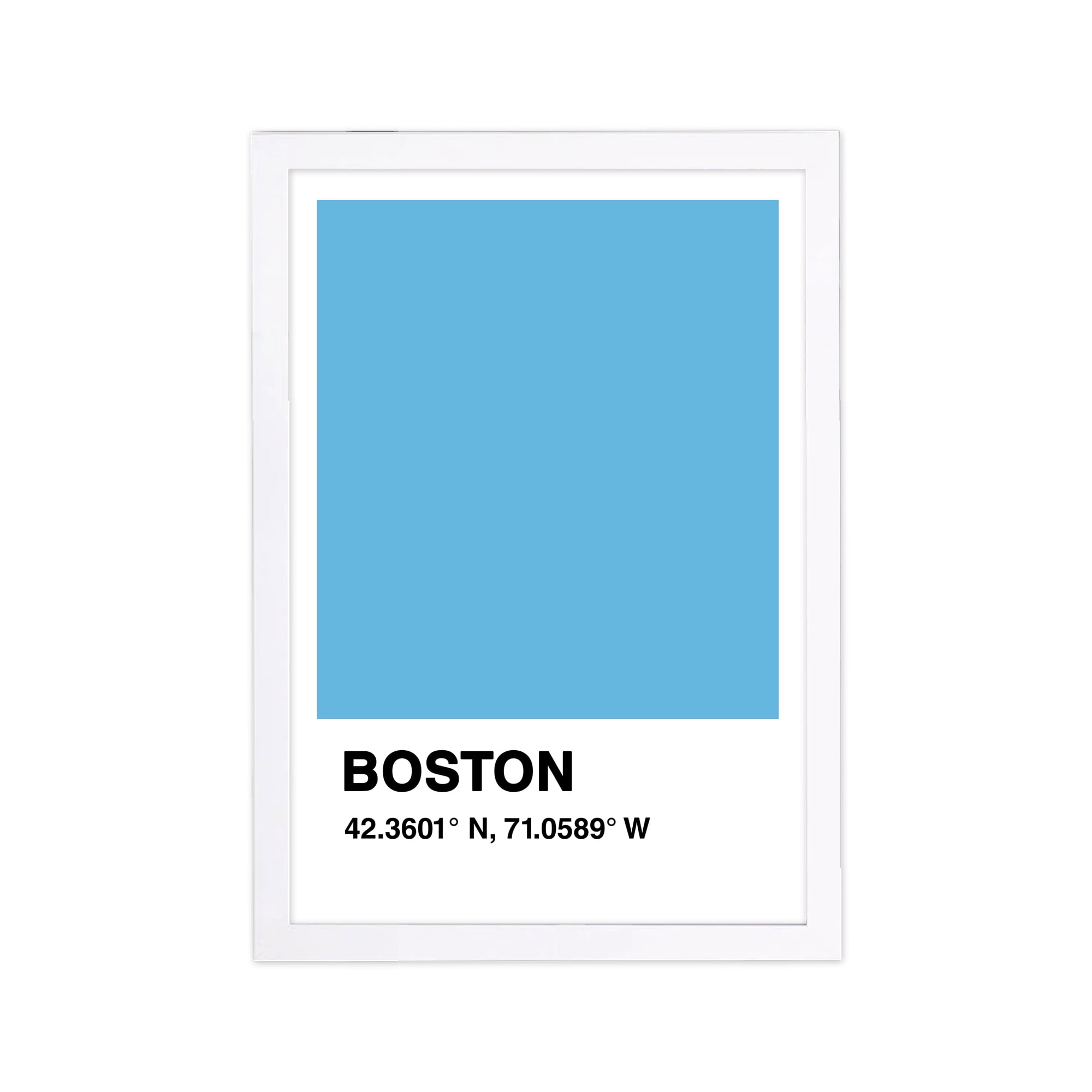 Wynwood Studio Cities and Skylines Framed Wall Art Prints 'Boston Color Swatch Blue' United States Cities - Blue, Black, 13" x 19"