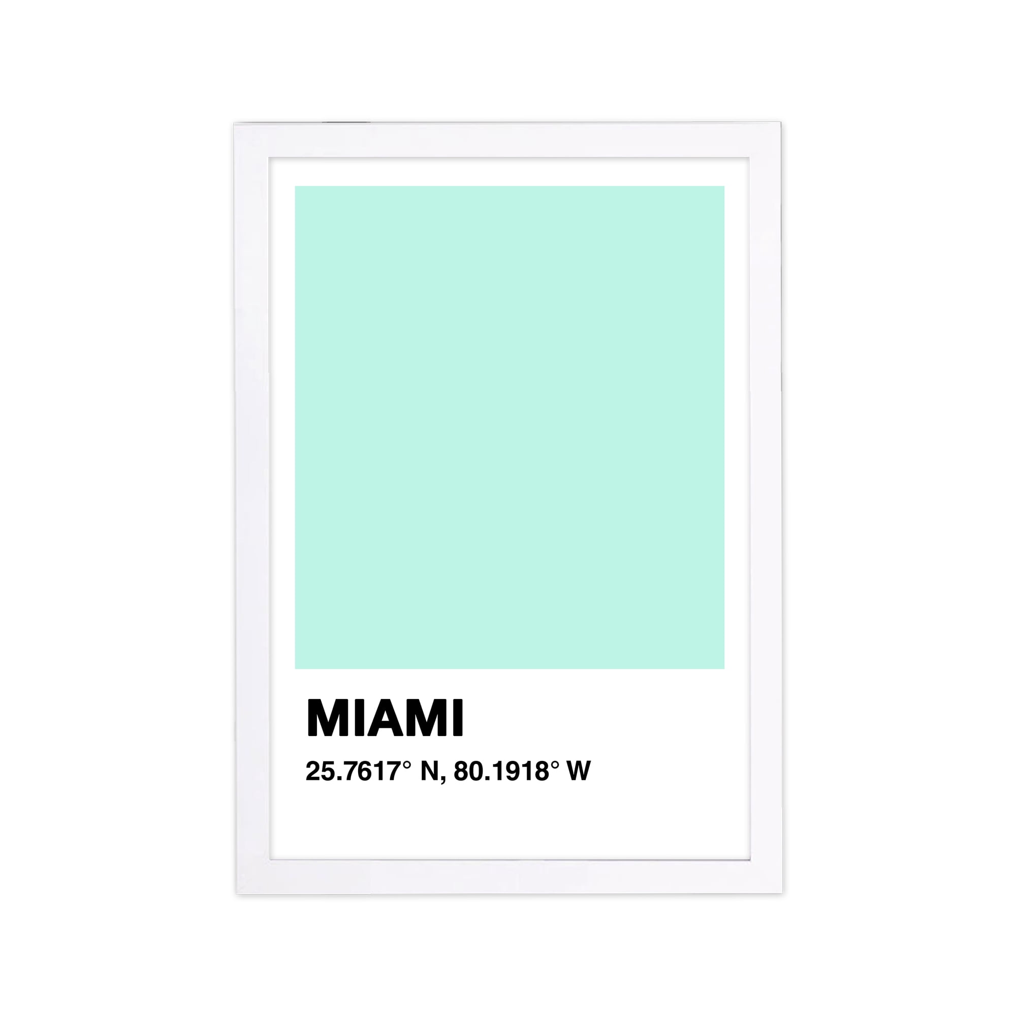 Wynwood Studio Cities and Skylines Framed Wall Art Prints 'Miami Color Swatch' United States Cities Home Décor - Blue, White, 13" x 19"