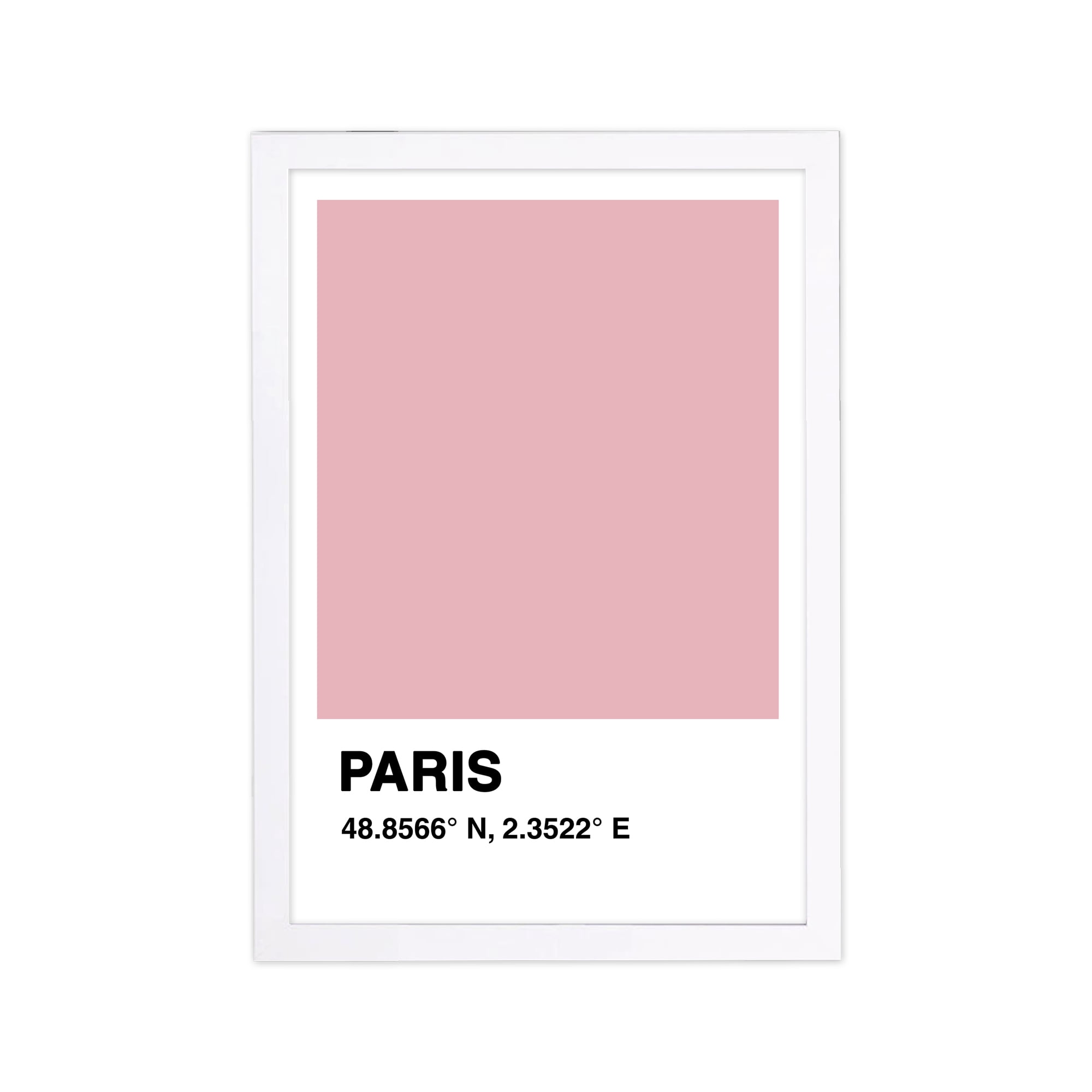 Wynwood Studio Cities and Skylines Framed Wall Art Prints 'Paris Color Swatch' European Cities Home Décor - Pink, White, 13" x 19"