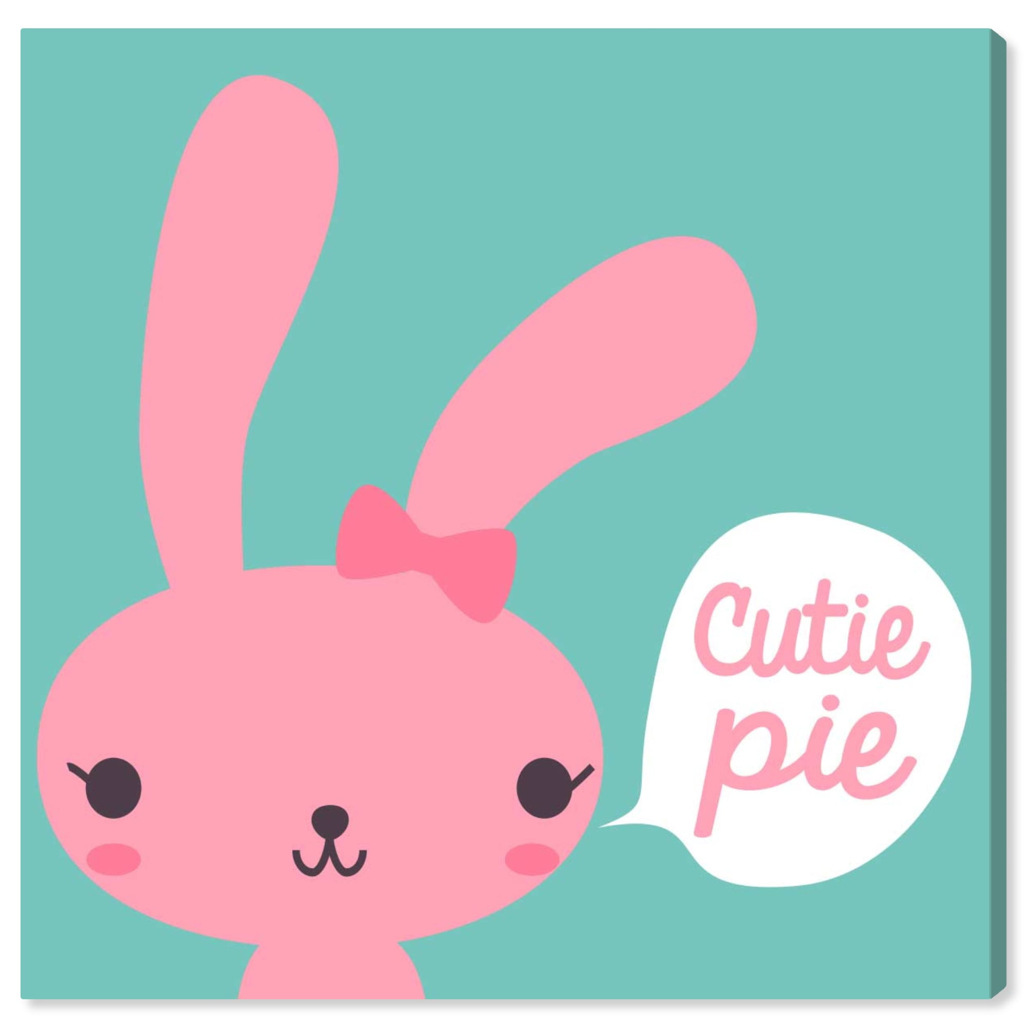 Wynwood Studio 'Cutie Pie' Animals Wall Art Canvas Print - Pink, Green, 12" x 12"
