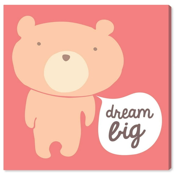 Wynwood Studio 'Dream Big Teddy Berry' Symbols and Objects Wall Art Canvas Print - Orange, White, 20" x 20"