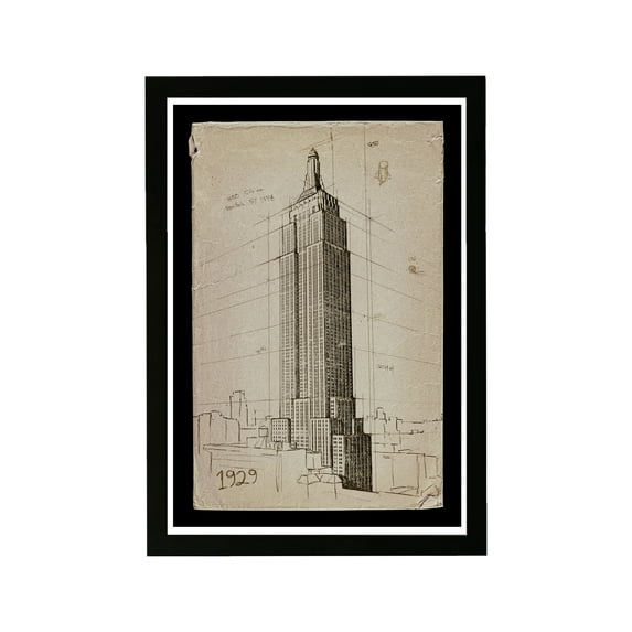 Wynwood Studio 'Empire State Building 1929' Architecture and Buildings Framed Wall Art Print - Brown, Black
