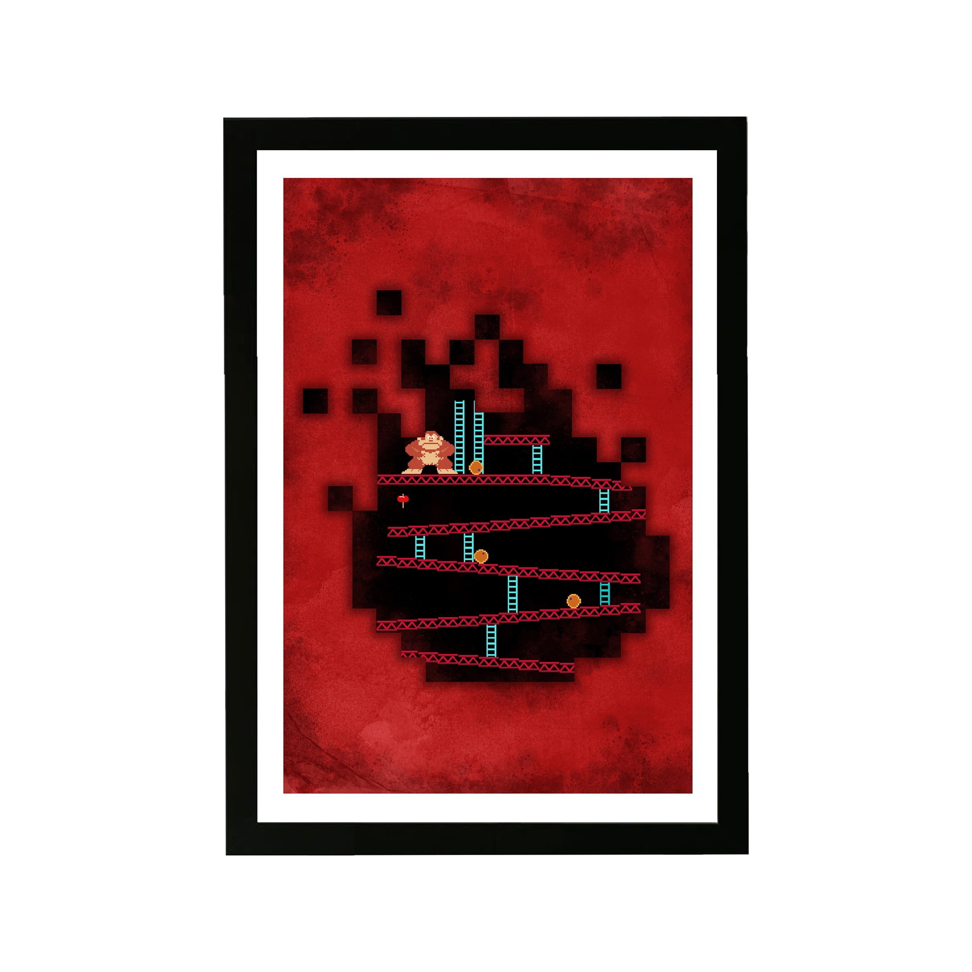 Nostalgic Arcade Game Red and Black Framed Wall Art