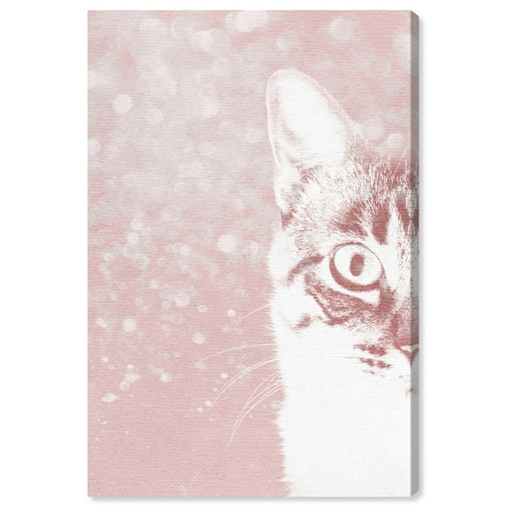 Wynwood Studio 'Fancy Feline' Animals Wall Art Canvas Print - Pink, White, 24" x 36"
